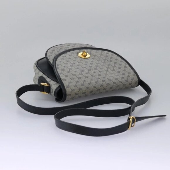 GUCCI Micro GG Supreme Shoulder Bag PVC Navy Gold - Picture 5 of 16